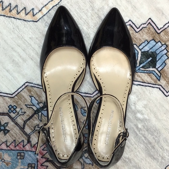 Adrienne Vittadini ‘Citrus’ Black Faux Panted Ankle Strap Point Toe Heels - Picture 13 of 14